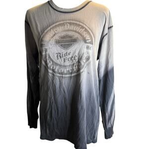 Harley Davidson Vintage Ride Free Long Sleeve Tee, Gray Black Wash, Medium